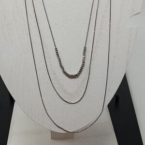 3 Strand Chain Layered Necklace in Silver